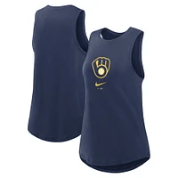 Women's Nike Navy Milwaukee Brewers Legacy Icon High Neck Performance Tank Top