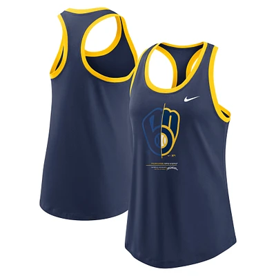 Débardeur Nike bleu marine Tech Tri-Blend pour femme des Milwaukee Brewers