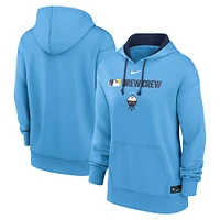 Women's Nike Powder Blue Milwaukee Brewers Authentic Collection City Connect Performance Pullover Hoodie