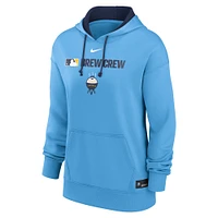 Sweat à capuche Nike bleu poudre pour femme Milwaukee Brewers Authentic Collection City Connect Performance