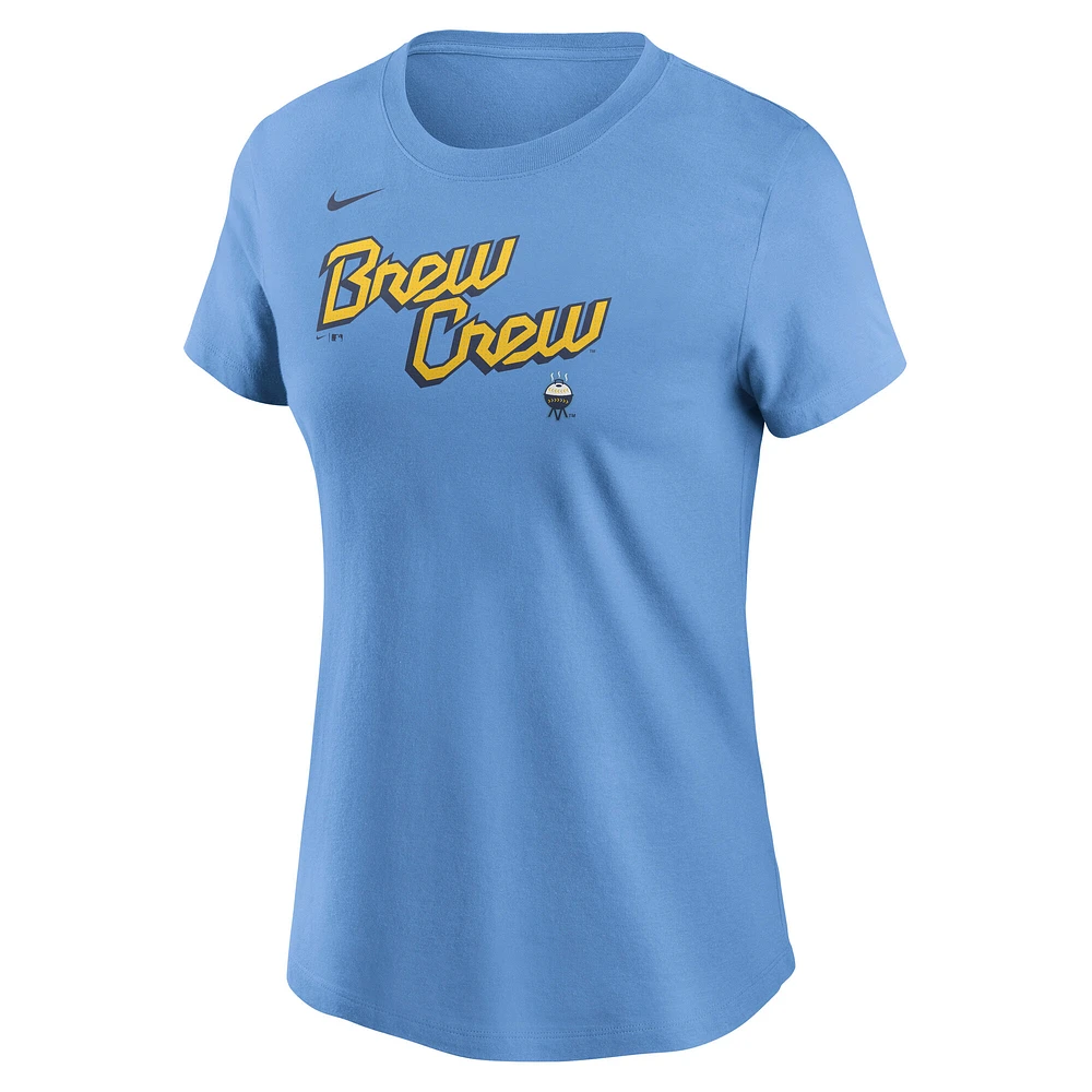 Women's Nike Powder Blue Milwaukee Brewers City Connect Wordmark T-Shirt