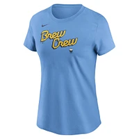 Women's Nike Powder Blue Milwaukee Brewers City Connect Wordmark T-Shirt