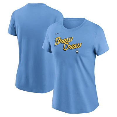 Women's Nike Powder Blue Milwaukee Brewers City Connect Wordmark T-Shirt
