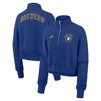 Women's Nike Royal Milwaukee Brewers Cooperstown Collection Phoenix Fleece Half-Zip Sweatshirt