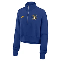 Women's Nike Royal Milwaukee Brewers Cooperstown Collection Phoenix Fleece Half-Zip Sweatshirt
