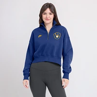 Women's Nike Royal Milwaukee Brewers Cooperstown Collection Phoenix Fleece Half-Zip Sweatshirt
