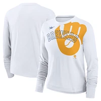 Women's Nike White Milwaukee Brewers Cooperstown Collection Long Sleeve T-Shirt