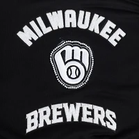 Women's Pro Standard Black Milwaukee Brewers Pearl Cropped Pullover Sweatshirt