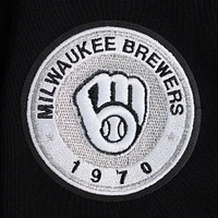 Women's Pro Standard Black Milwaukee Brewers Pearl Cropped Pullover Sweatshirt