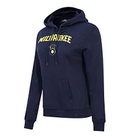 Women's Pro Standard Navy Milwaukee Brewers Classic Fleece Pullover Hoodie