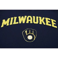 Women's Pro Standard Navy Milwaukee Brewers Classic Fleece Pullover Hoodie