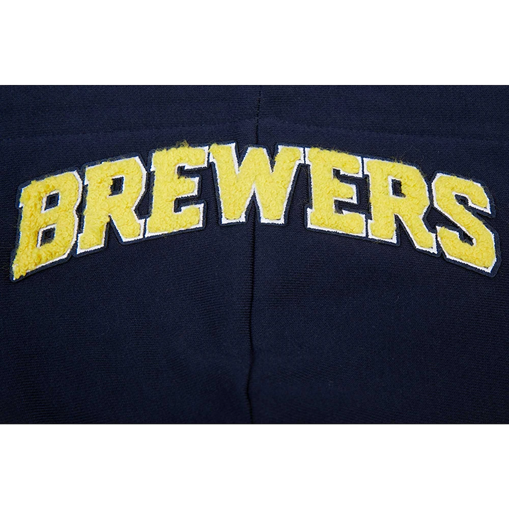 Women's Pro Standard Navy Milwaukee Brewers Classic Fleece Pullover Hoodie