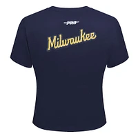 Women's Pro Standard  Navy Milwaukee Brewers Game Day Classics Baby Doll Cropped T-Shirt