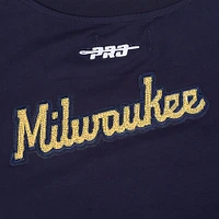 Women's Pro Standard  Navy Milwaukee Brewers Game Day Classics Baby Doll Cropped T-Shirt