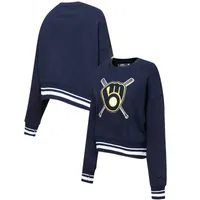 Sweat-shirt à enfiler Pro Standard pour femme bleu marine Milwaukee Brewers Mash Up