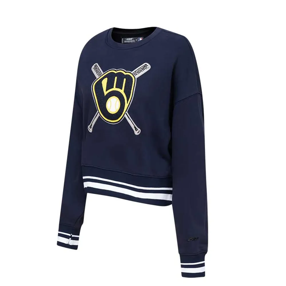 Sweat-shirt à enfiler Pro Standard pour femme bleu marine Milwaukee Brewers Mash Up