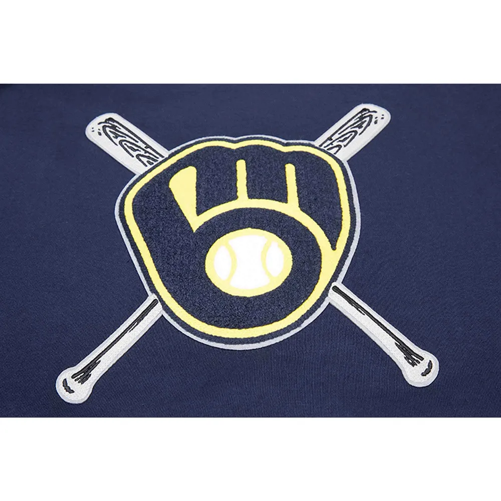 Women's Pro Standard Navy Milwaukee Brewers Mash Up Pullover Sweatshirt