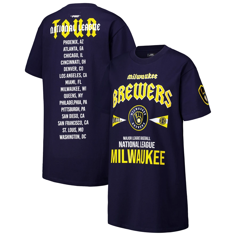 Robe t-shirt surdimensionnée City Tour Pro Standard pour femmes, bleu marine, Milwaukee Brewers