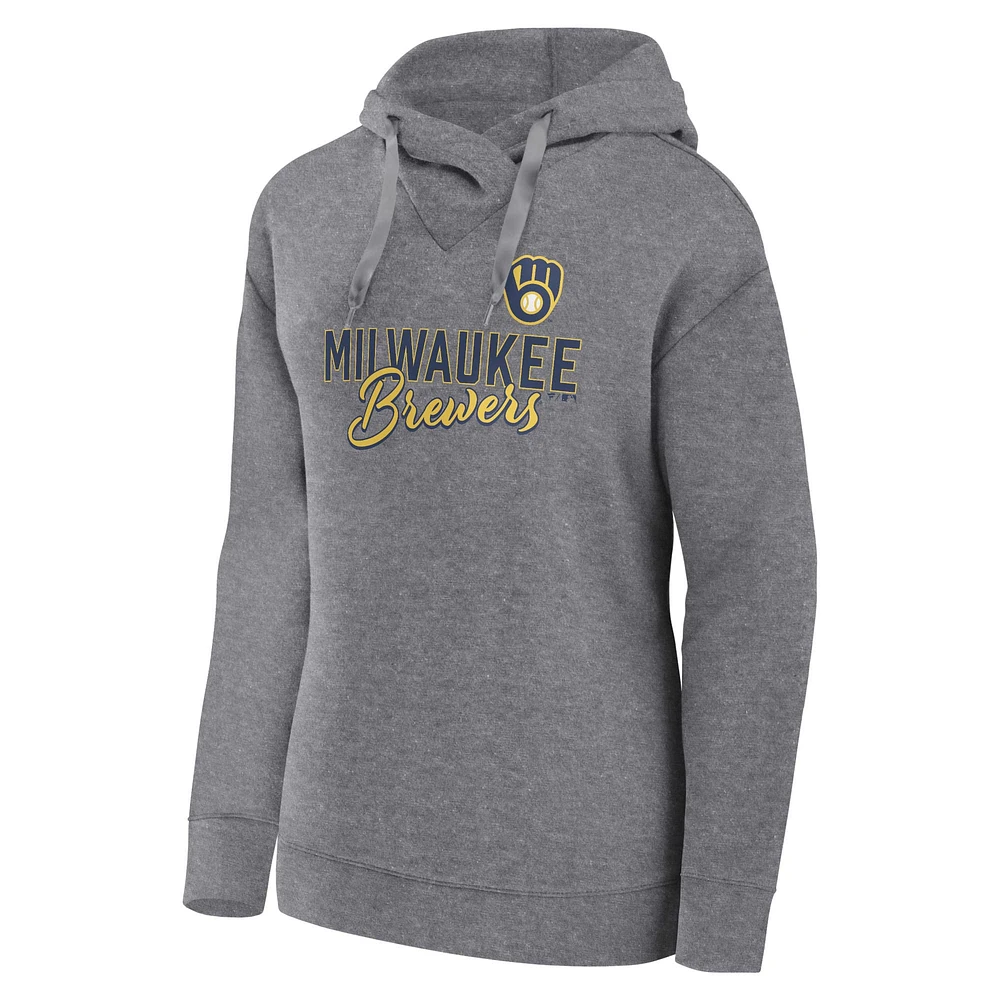 Sweat à capuche taille plus Profile Milwaukee Brewers gris chiné pour femme