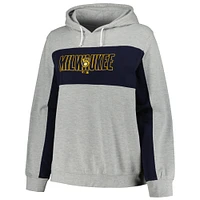 Sweat à capuche en jersey taille plus pour femmes Profile Heather Grey Milwaukee Brewers