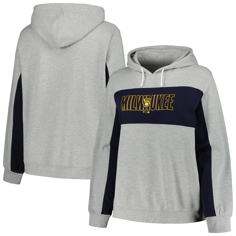 Sweat à capuche en jersey taille plus pour femmes Profile Heather Grey Milwaukee Brewers