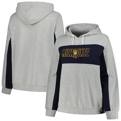 Women's Profile Heather Gray Milwaukee Brewers Plus Pullover Jersey Hoodie