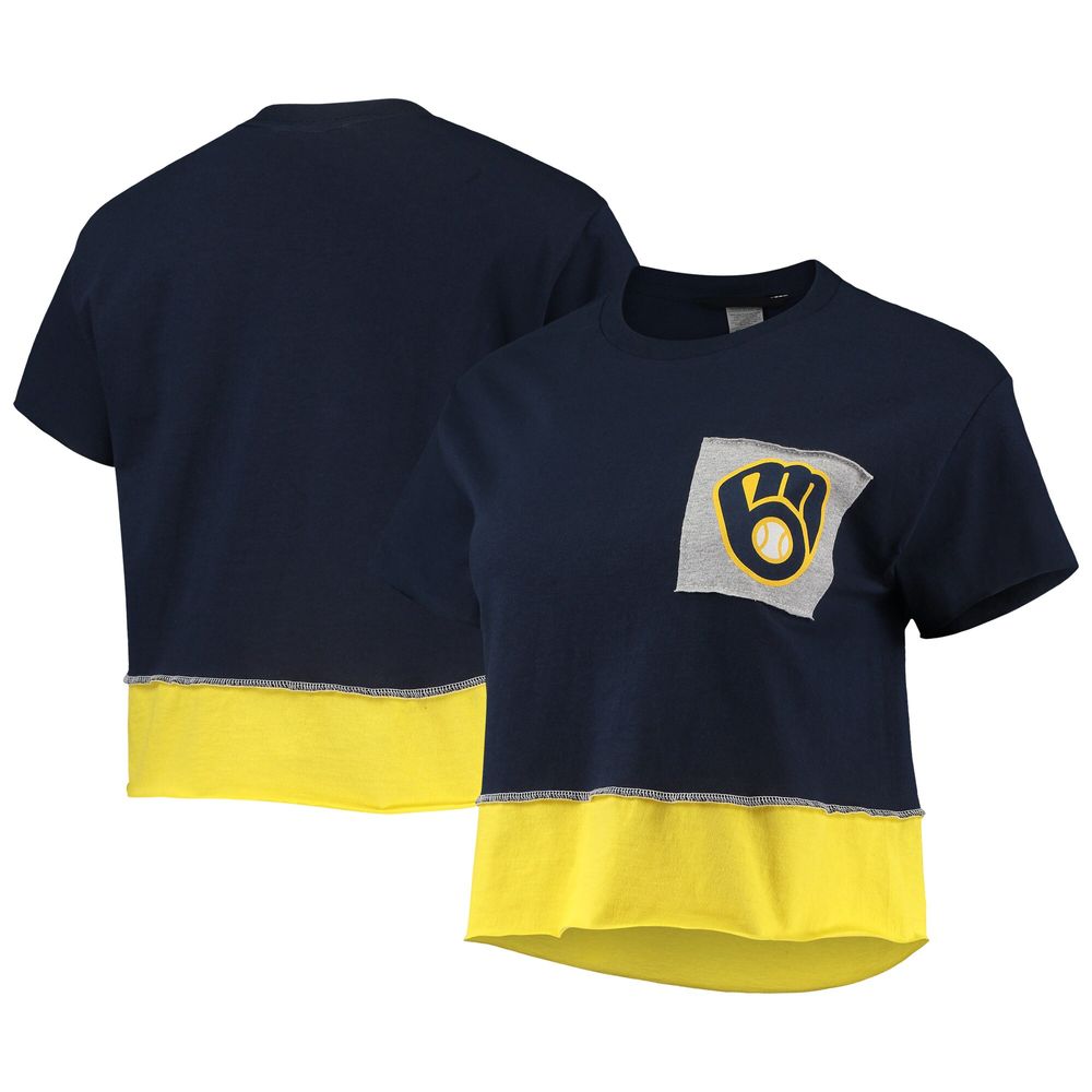 Women's Refried Apparel Navy Milwaukee Brewers Cropped T-Shirt