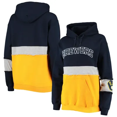 Women's Navy Milwaukee Brewers Plus Size Cloud Pullover Hoodie