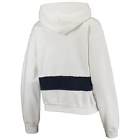 Women's Refried Apparel White/Navy Milwaukee Brewers Cropped Pullover Hoodie