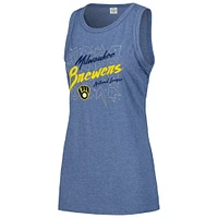 Women's Soft as a Grape Navy Milwaukee Brewers Gauze High Neck Tank Top