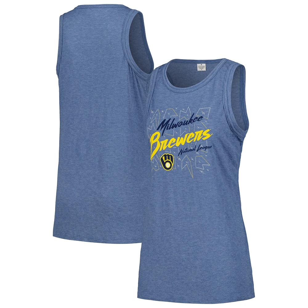 Women's Soft as a Grape Navy Milwaukee Brewers Gauze High Neck Tank Top