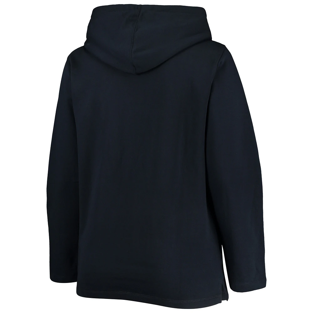 Women's Soft as a Grape Navy Milwaukee Brewers Plus Side Split Pullover Hoodie