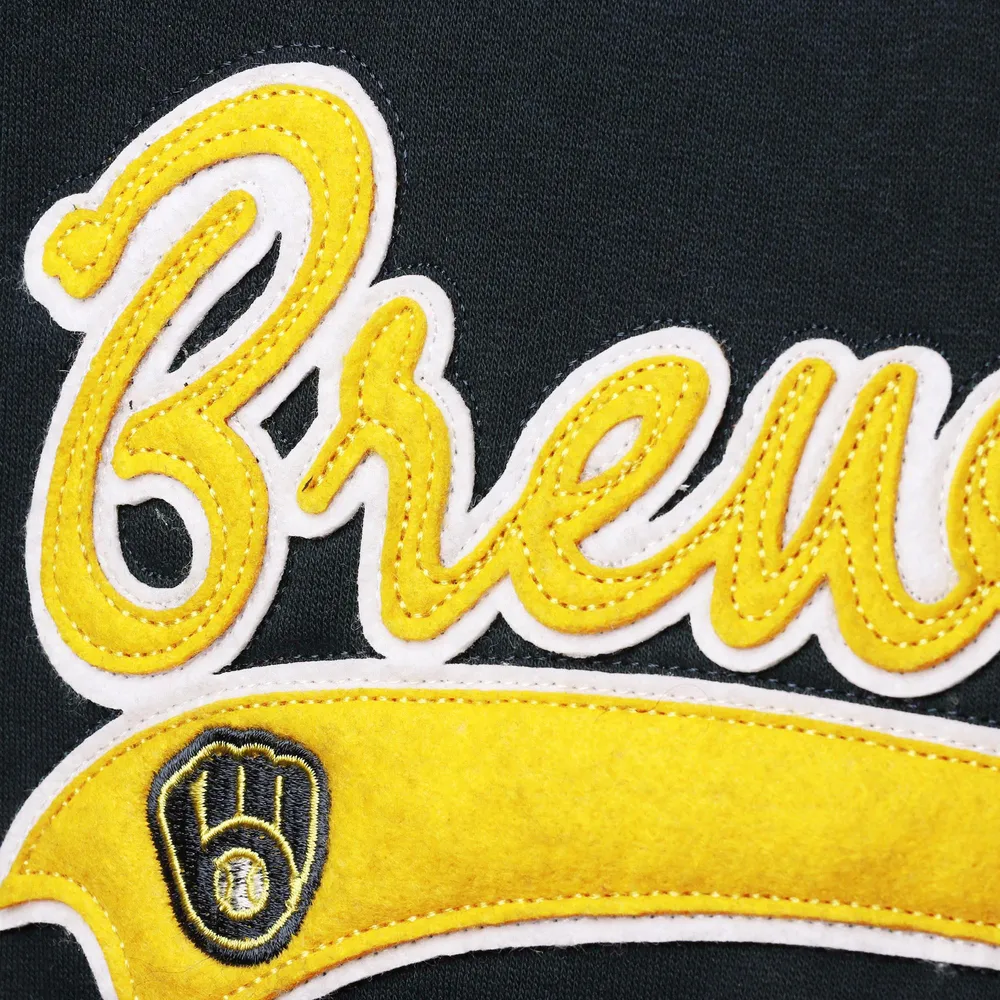 Women's Soft as a Grape Navy Milwaukee Brewers Plus Side Split Pullover Hoodie