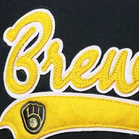 Women's Soft as a Grape Navy Milwaukee Brewers Plus Side Split Pullover Hoodie