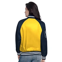 Women's Starter Gold/Navy Milwaukee Brewers Home Run Full-Snap Varsity Jacket
