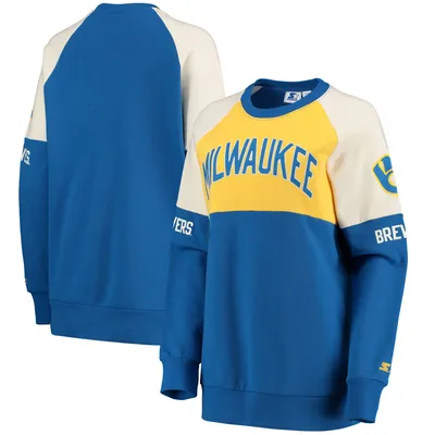 Milwaukee Brewers WEAR by Erin Andrews Women's Vintage Cord Pullover  Sweatshirt - Royal