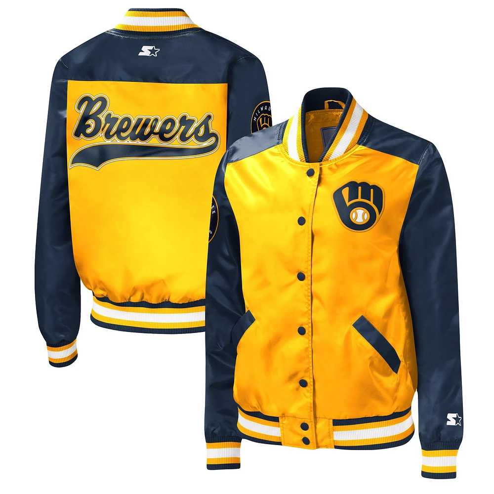 Veste Starter Gold Milwaukee Brewers The Legend Full-Snap pour femme