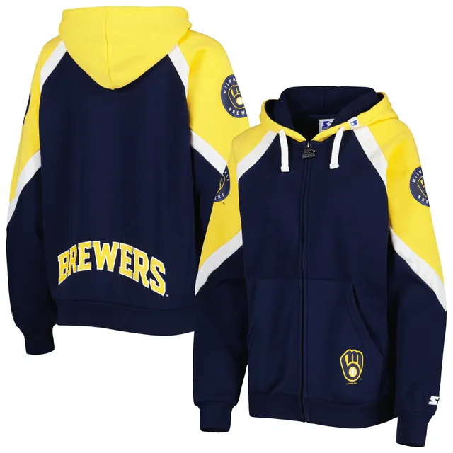 Men's Stitches Navy/Gold Milwaukee Brewers Team Full-Zip Hoodie