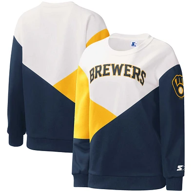 Sweat Starter blanc/bleu marine Milwaukee Brewers Shutout pour femme