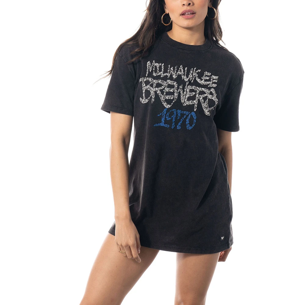 Robe t-shirt The Wild Collective Milwaukee Brewers noire pour femme