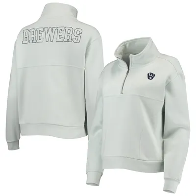Milwaukee Brewers The Wild Collective Women's Two-Hit Quarter-Zip Pullover Top - Light Blue