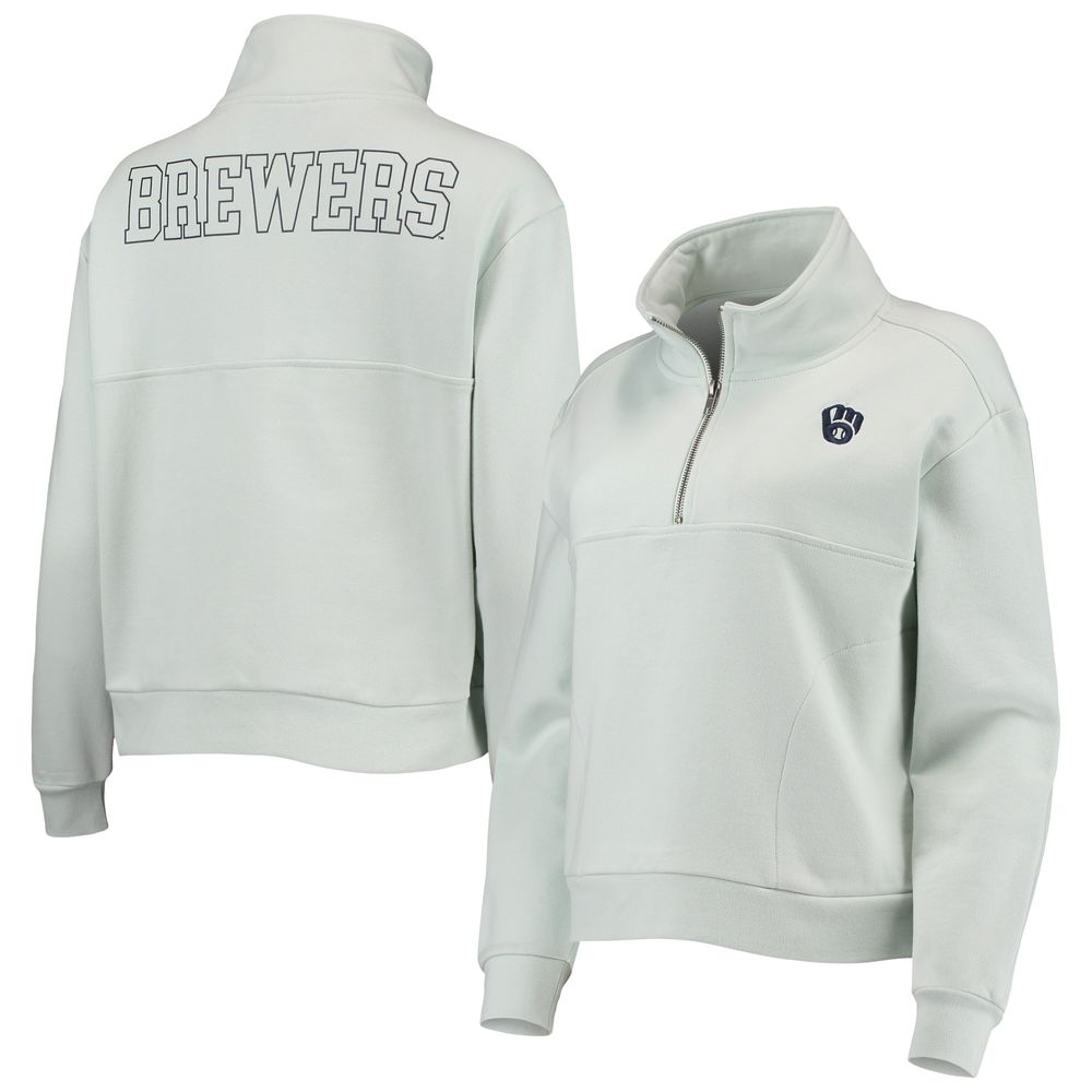 Women's The Wild Collective Light Blue Milwaukee Brewers Two-Hit Quarter-Zip Pullover Top