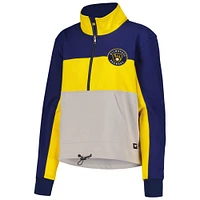 Veste pour femme The Wild Collective Navy/Gold Milwaukee Brewers Colorblock 1/4 Zip