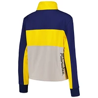 Veste pour femme The Wild Collective Navy/Gold Milwaukee Brewers Colorblock 1/4 Zip