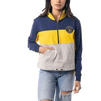 Veste pour femme The Wild Collective Navy/Gold Milwaukee Brewers Colorblock 1/4 Zip