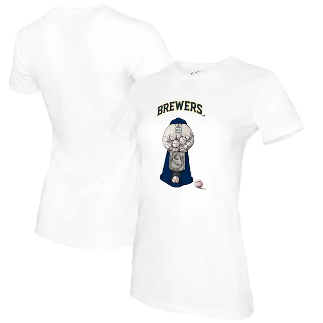 Women's Tiny Turnip White Milwaukee Brewers Bubbles T-Shirt