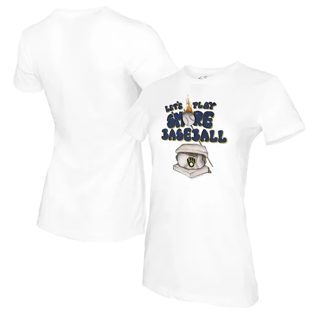 Milwaukee Brewers Tiny Turnip Women's I Love Mom 3/4-Sleeve Raglan T-Shirt  - White/Navy