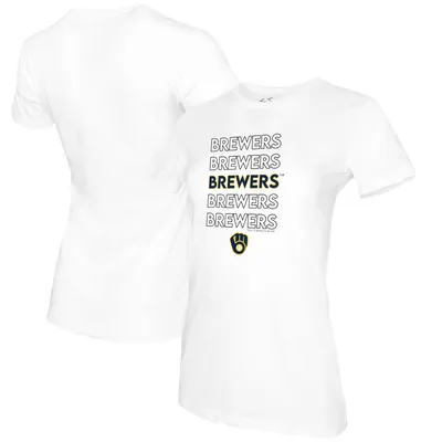 Milwaukee Brewers Tiny Turnip Women's Stacked T-Shirt - White