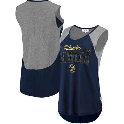 Milwaukee Brewers Touch Women's Pitch Count Color Block Tank Top - Navy/Gray