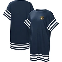 Women's Touch  Navy Milwaukee Brewers Cascade T-Shirt Dress